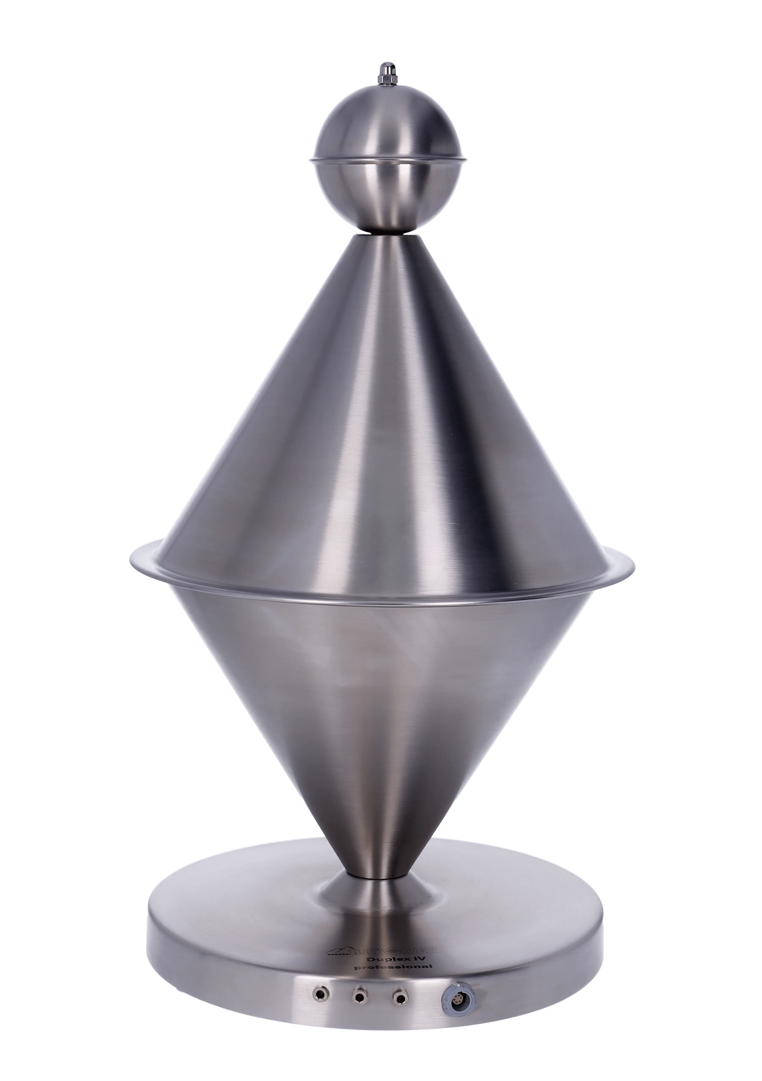 Duplex IV professional, Edelstahl-Doppelkegel mit Kugelaufsatz auf runder Standplatte