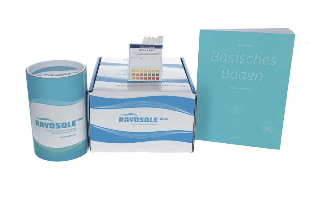 Rayosole® plus-Set mit Karton, Dose, pH-Teststreifen und Begleitheft Basisches Baden