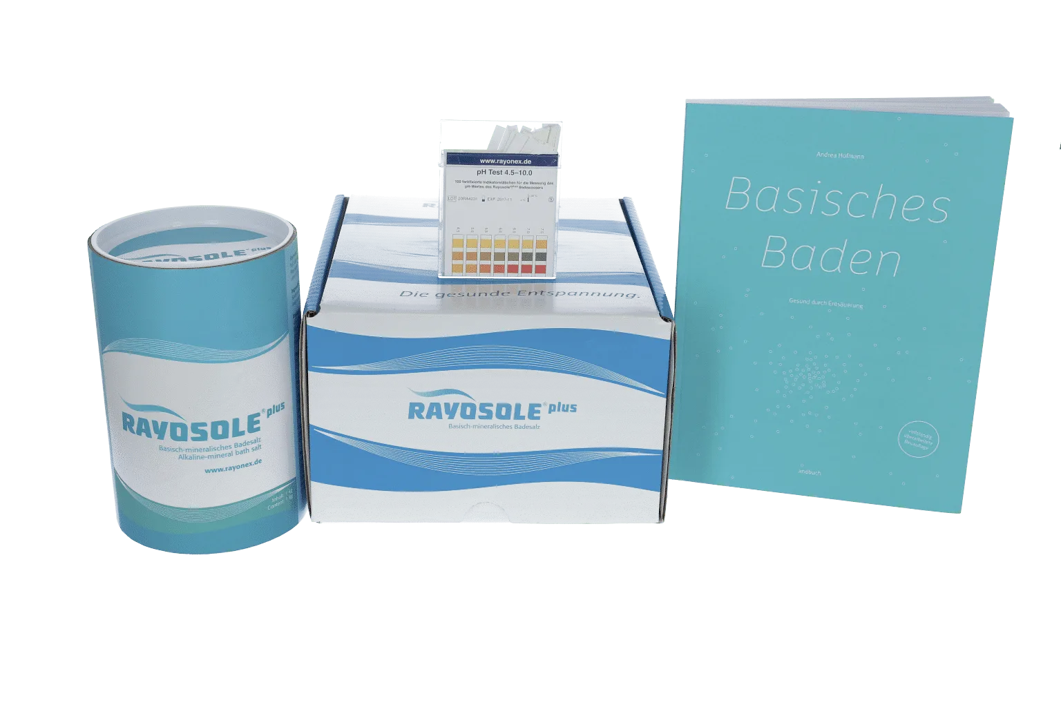 Rayosole® plus-Set mit Karton, Dose, pH-Teststreifen und Begleitheft Basisches Baden