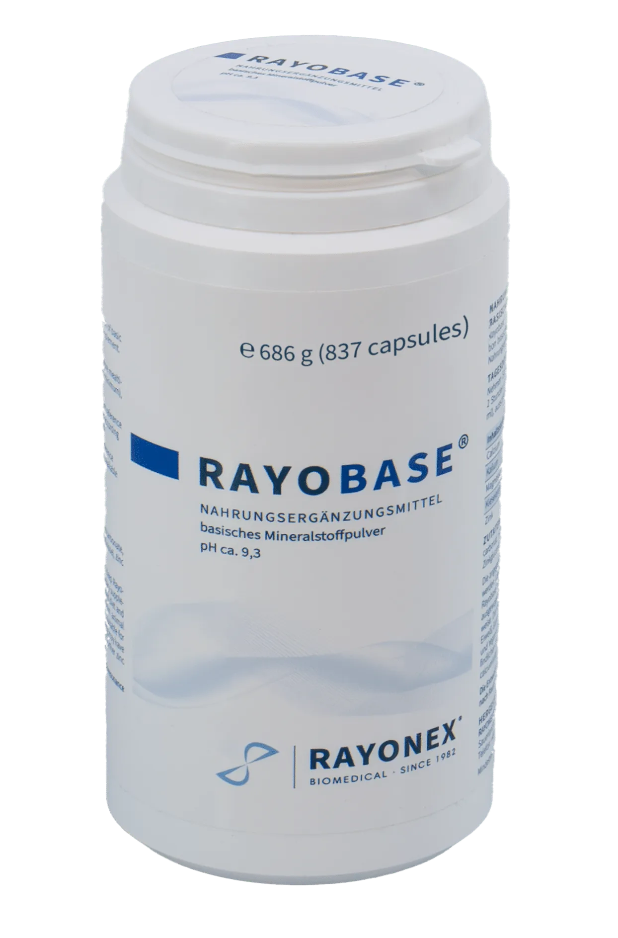 Rayobase®, weiße Kunststoffdose mit 686 g Inhalt und blauem Etikett