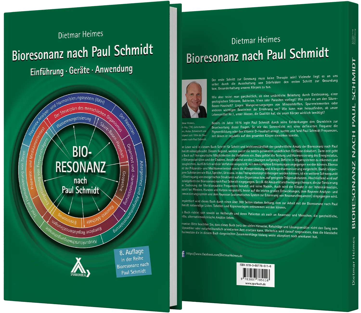 Buch Bioresonanz nach Paul Schmidt von Dietmar Heimes, Vorder- und Rückseite nebeneinander